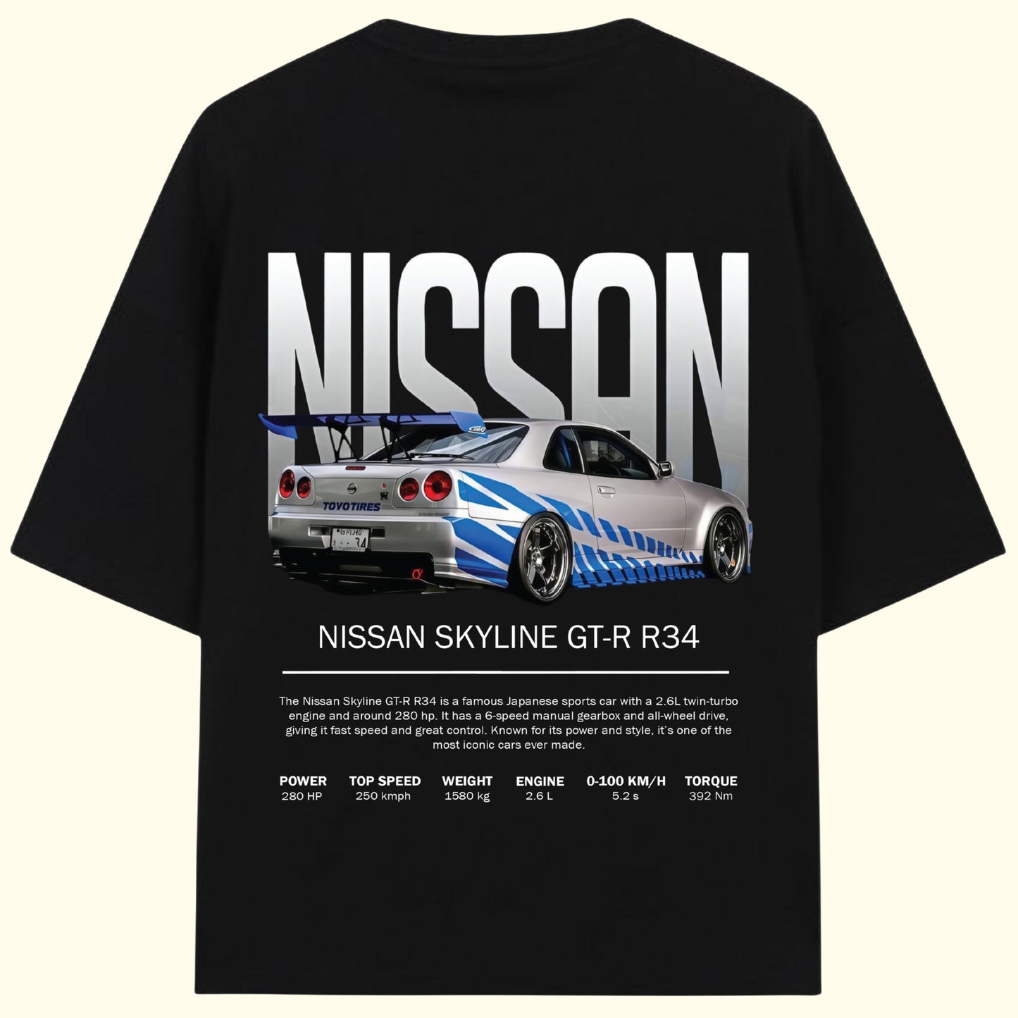 Nissan GT-R R34 Skyline Oversized T-Shirt